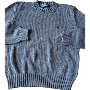 VTG Polo Ralph Lauren Gray Heavy Knit Sweater Embroidered Pony Logo 90s Men’s M